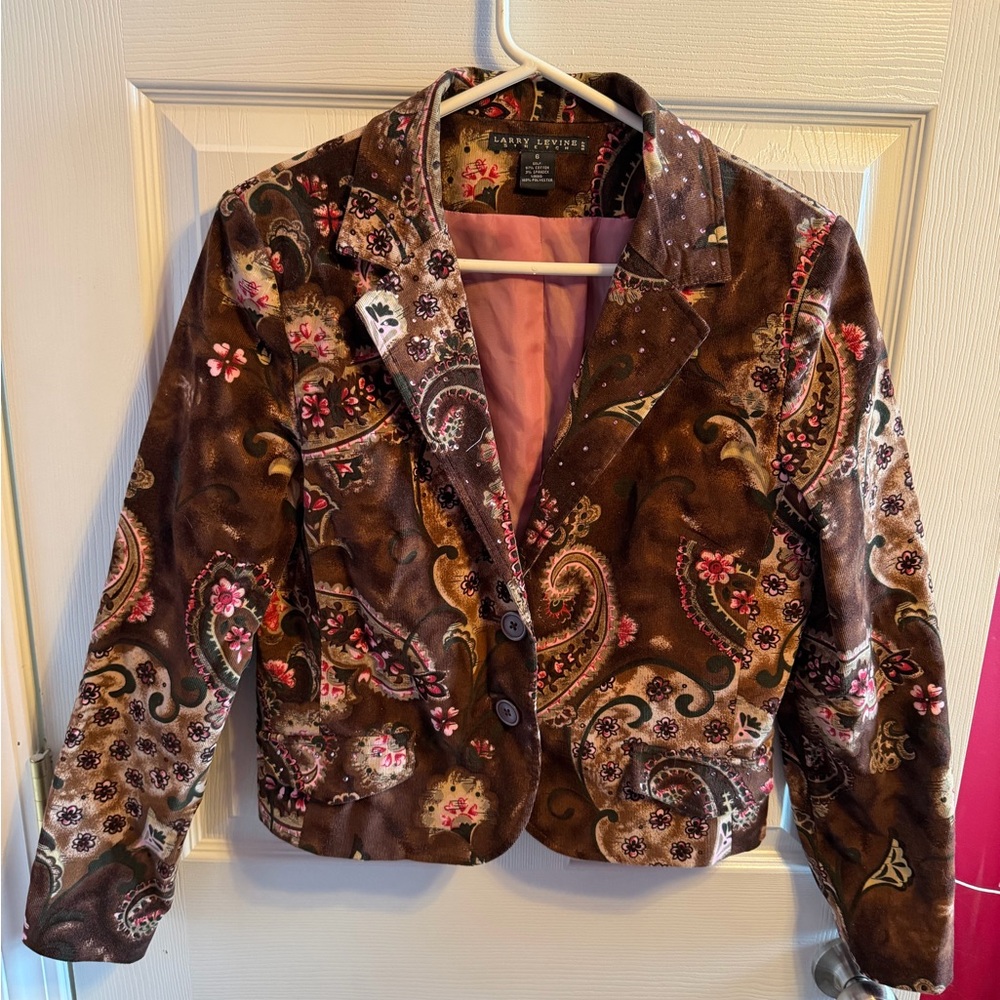 Larry Levine Women's Brown Paisley Blazer sz 6